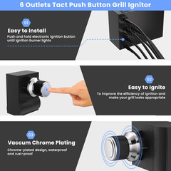 6 Outlets Tact Push Button Grill Ignitor Universal for Nexgrill, Nexgrill, Char-