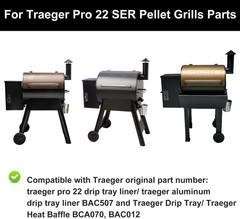 Grill Grease Tray Drip Pan Heat Baffle W/Bac507 Drip Tray Liners for Traeger