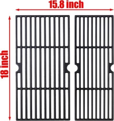 High Heat Retention Charbroil Grill Grates 2-Pc Set, Matte Cast Iron, 18.1×15.75