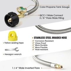 Heavy Duty RV Propane Regulator 2-Stage w/ Stainless Braided Hoses