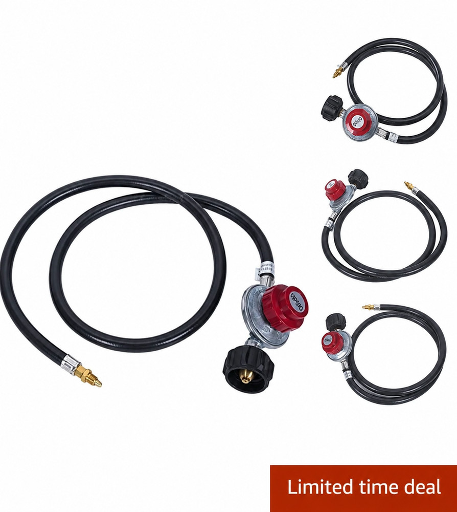 Propane Regulator 0-10 PSI Adjustable Hose for Turkey Fish Fryer Burner