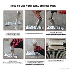 Pellet Smoker Tube 12 Inch Stainless Steel Tray Cover Cap 5 Hours Smoke For