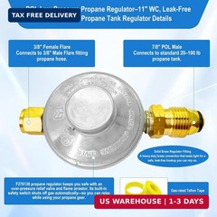 F276136 Propane Regulator-Low Pressure Propane Tank Regulator with POL & 3/8″ Fe