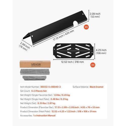 Flavorizer Bars and Heat Deflectors 17 in Grill Replacement Part for Weber