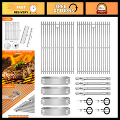 Replacement Parts for 4 & 5 Burner Grills – 17″ Stainless Steel Grate, Burners,