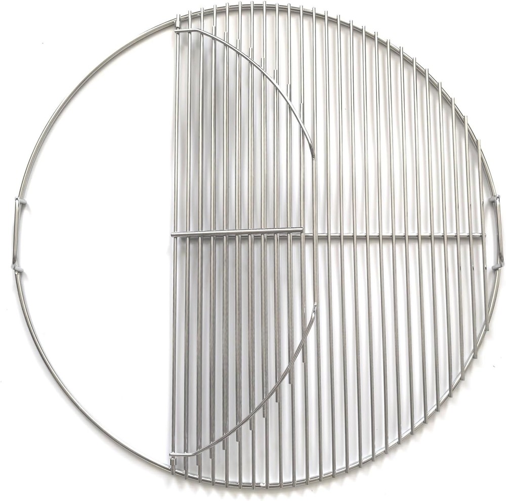 Upgraded 18″ Stainless Steel Hinged Grill Grate for Weber – 2-Zone Cooking