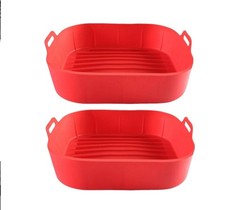2 Sets Silicone Reusable Air Fryer and Baking Trays Food Safe Nonstick