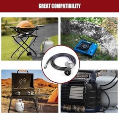 Universal 2 FT LP Gas Grill Regulator & Hose, Fits Most Grills & Fire Pits, QCC1