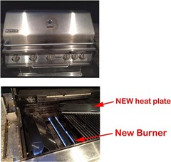 Stainless Steel Heat Plate Shield and Cast Iron Burner Replacement for Jenn Air