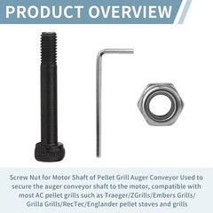 2 Set Replacement 74072 Auger Motor Shaft Nut & Bolt, Fit for Traeger, Z-Gril…