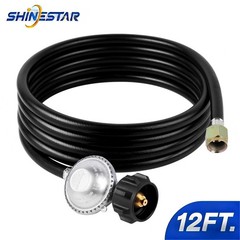 12FT Propane Hose with Regulator for Grill, Heater, Stove, Fire Pit Use
