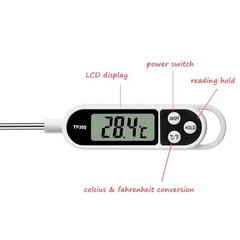 Digital Meat Food Thermometer for Cooking Kitchen BBQ, Probe Instant White
