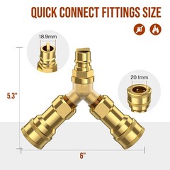 Alloxity 1/2 Inch Natural Gas Y Splitter 2-Way Natural Gas Quick Connect