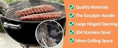 Heavy Duty Plated Steel Hinged Cooking Grate and Lower Grate, Charcoal Grate for