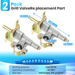 2 Pack Griddle Burner Control Valve Compatible with Blackstone Grill Griddle, Gr