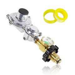 Feirenql 2 Stage Propane Regulator with Gauge and POL, 3/8″ Female NPT for 20 to