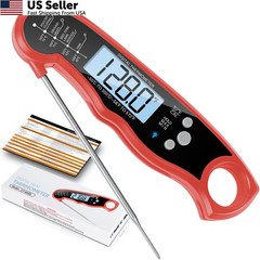 Instant Read Meat Thermometer for Grill and Cooking, 4.6 inches, Red – Black