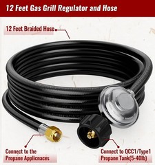 1-Pack 12FT Propane Hose with Regulator 3/8″ Female Flare for Gas Grill Fire Pit