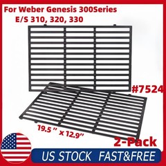 2-Pcs 7638 19.5″ Grill Grates for Weber Spirit 300 Genesis Silver Gold Cast Iron