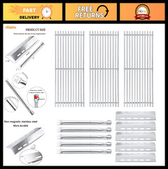 Stainless Steel Burner Tube & Heat Plates for Ducane 5 Burner Grill, 19.75″ Grat