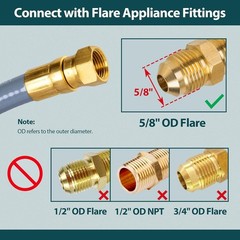 24FT BBQ Natural Gas Line 3/8″ ID Hose Quick Connect for Converted Grill