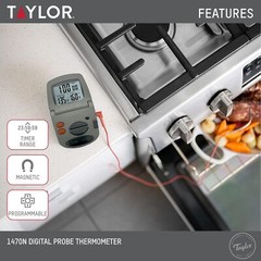 Taylor Programmable with Timer Instant Read Wired Probe Digital, Meat, Food, …