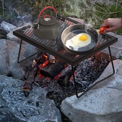 REDCAMP Folding Campfire Grill Heavy Duty Steel Grate, Portable Camp Fire Cookin