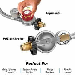 12ft High Pressure Adjustable Propane Gas Regulator with Braided Hose Indicator