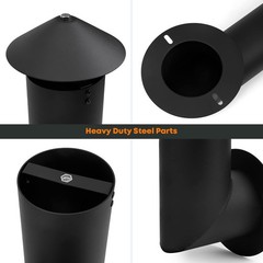 Pellet Grill Smoke Stack for Pit Boss, Traeger, Camp Chef & Other Smokers – Blac