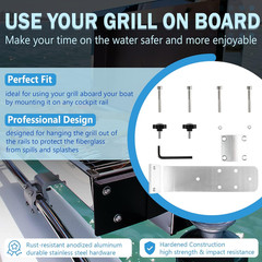 58182 Replacement for Any Kuma BBQ Grill Inboard/Outboard Marine Rail Mount Gril