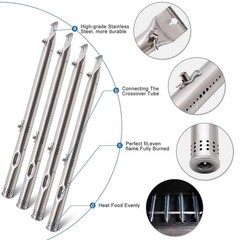 Criditpid Grill Replacement Heat Plate & Burner & Crossover Tube & Igniters