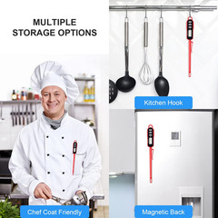 Lonicera Digital Cooking Thermometer for Bread Baking, 5″ Probe, Instant Red