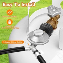 Y Splitter Propane Regulator with Dual Hose Connections – 4 Feet Long