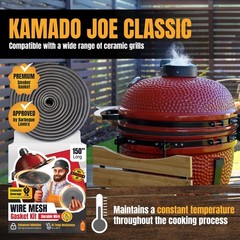 Wire Mesh Gasket Kit Fit for Kamado Joe Classic – 150″ Fiberglass Gasket Repl…