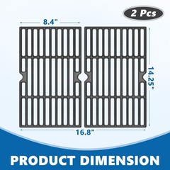 2 PCS Cast Iron Grill Grates 14 3/16 Inch For CharGriller 1624 1515 1224 1616