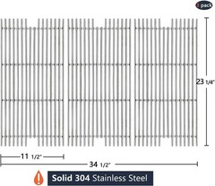 3-Pack 304 Stainless Steel Grill Grates 23.25 x 11.5 Viking Gas Grill