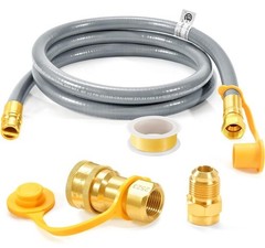 Natural Gas Grill Connect Kit Hose Line 100% Brass Ends CSA Certified 6 Ft 1/2”