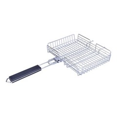 Foldable BBQ Fish Grill Basket with Storage Bag for Camping and Picnics