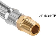 6FT Upgraded Braided POL Propane Pigtail Hose 1/4″ NPT Inverted Flare with Gauge