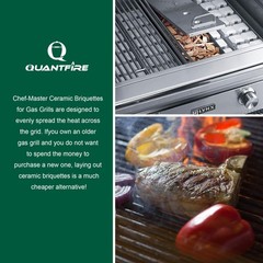 Quantfire Ceramic Briquettes Grill Bricks Replacement 50 Piece 50pcs, White