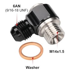 6AN Male Flare Banjo to M14x1.5 Stainless Steel Banjo Bolt 6AN to M14x1.5 Black