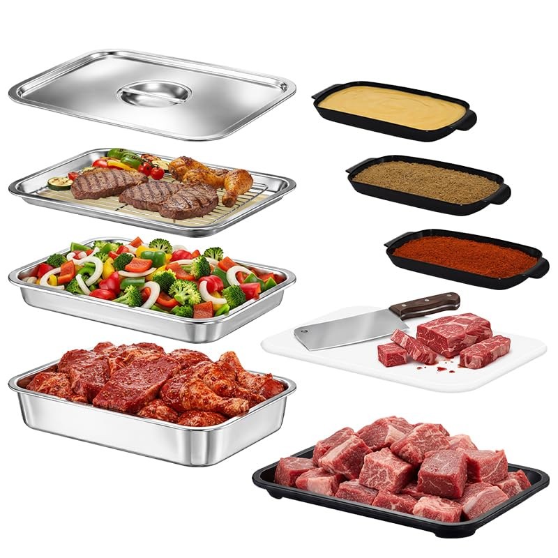 Oylnidea 10-Piece Grill Prep and Carry System, Stainless Steel BBQ Prep and S…
