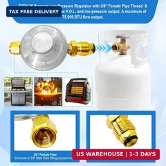 F276136 Propane Regulator-Low Pressure Propane Tank Regulator with POL & 3/8″ Fe