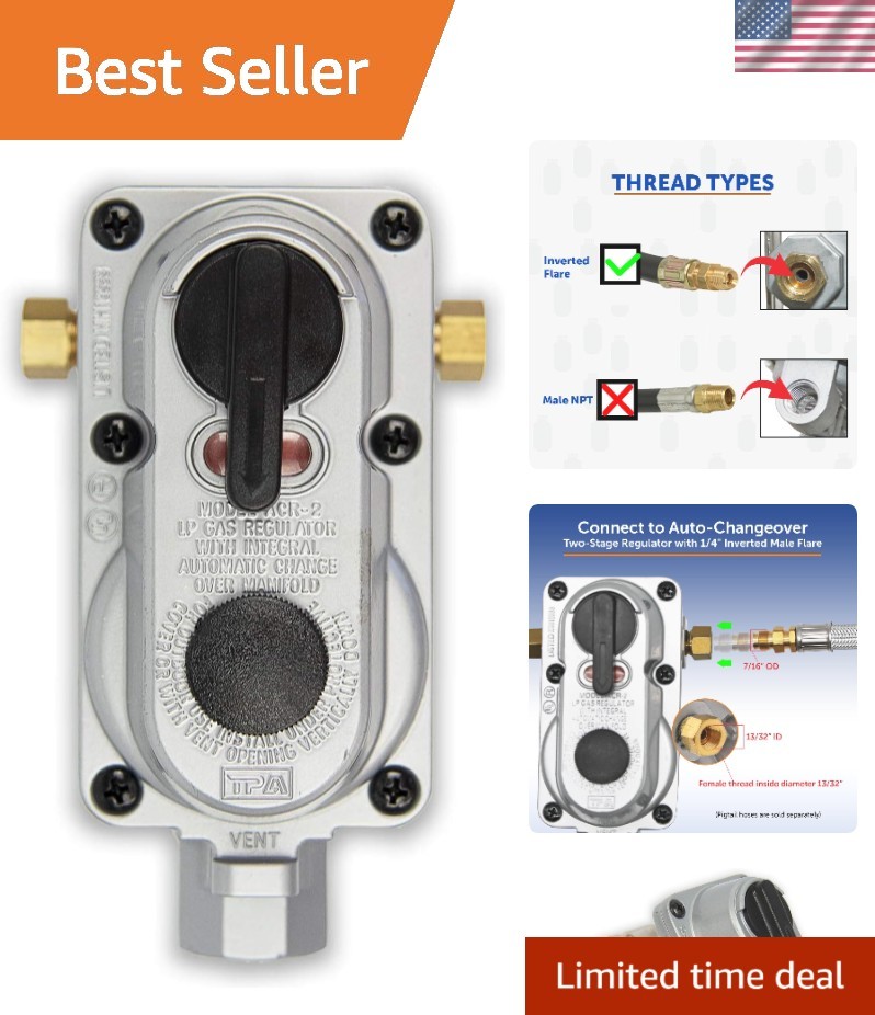 2-Stage Auto Changeover Propane Gas Regulator for RVs – Listed Safety