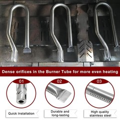 Hiorucet Grill Parts for Members Mark Burner×3 + Heat Plate×3, Black