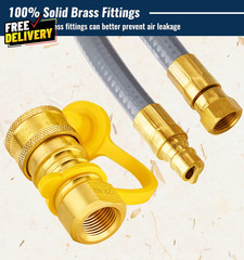 25 Feet 1/2 Inch ID Natural Gas Grill Hose with Quick Connect Fittings Natur….