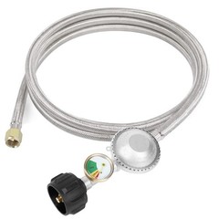 5FT Propane Hose Regulator with Gauge for Most LP Gas Grill, Heater, 3/8″ Female