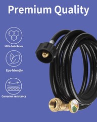 6 Feet Propane Tank Extension Hose with Gauge for 100 lb Propane Tank, Propane T