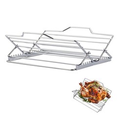 Adjustable Roasting Rack for 9×13 Pan, Stainless Steel Turkey 1inch, Silver