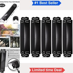 5 Grill Heat Plates 14.6×4.3 Inch Porcelain Steel Flame Tamer Replacement BBQ